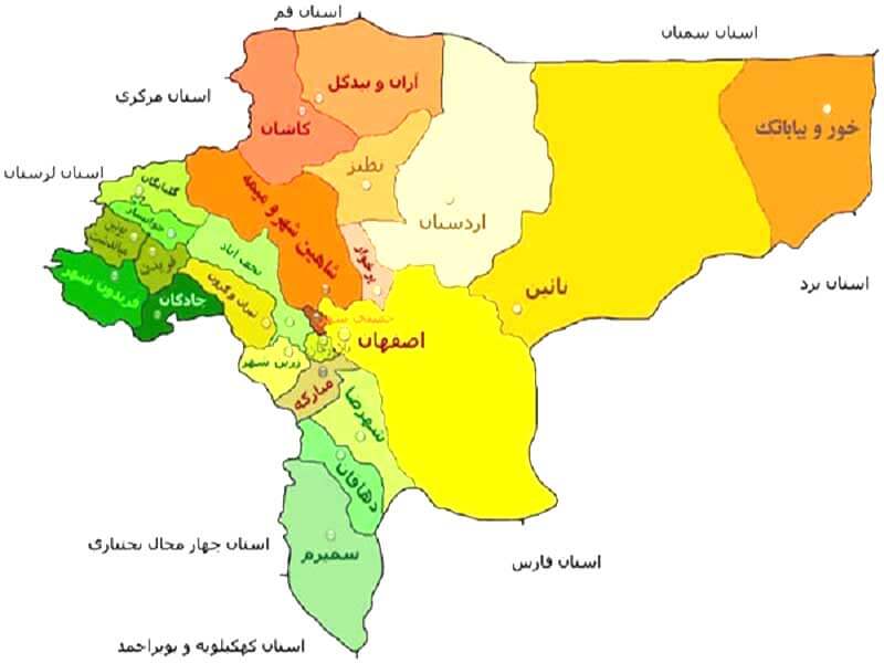 استان اصفهان - نقشه 